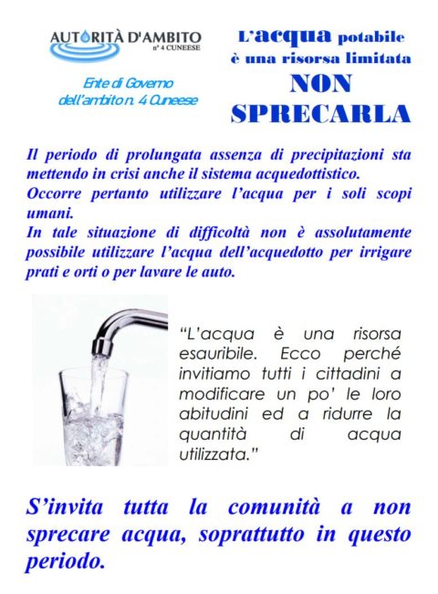 L’acqua Potabile è Una Risorsa Limitata. Non Sprecarla! | Cogesi